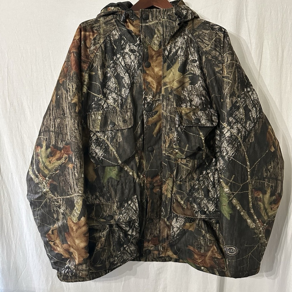 Vintage Dickies Camo Mossy oak Jacket XL Full Zip Hooded Thermal Lined Pockets